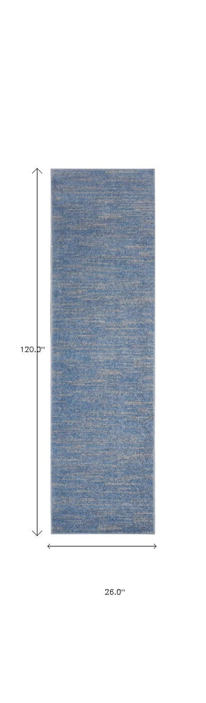 2' X 10' Blue And Grey Striped Non Skid Indoor Outdoor Runner Rug