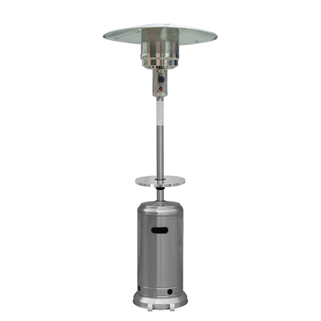 LuxxHomes  48000 BTU Silver Steel Propane Cylindrical Pole Standing Patio Heater