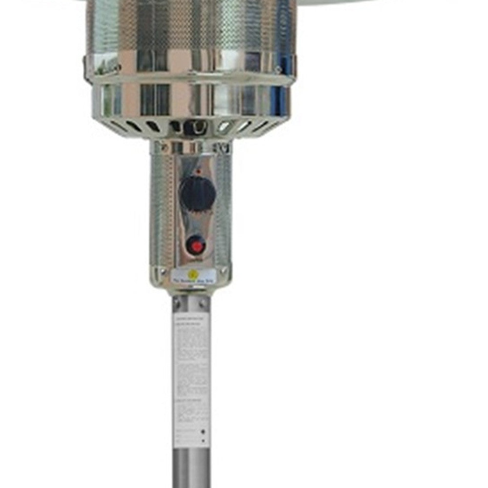 LuxxHomes  48000 BTU Silver Steel Propane Cylindrical Pole Standing Patio Heater