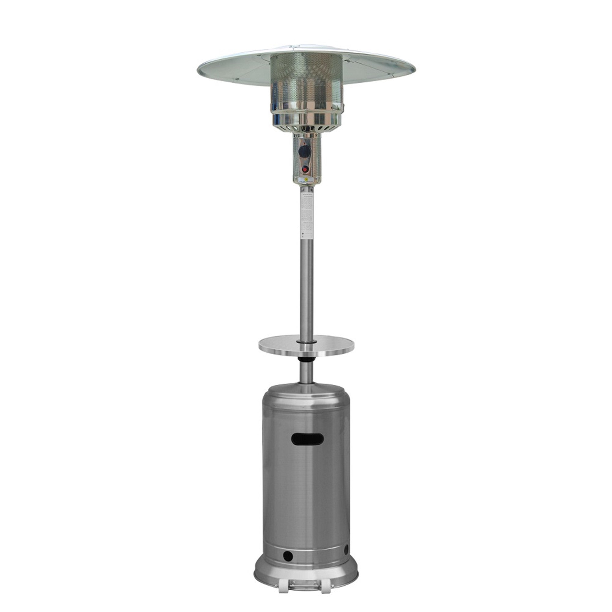 LuxxHomes  48000 BTU Silver Steel Propane Cylindrical Pole Standing Patio Heater