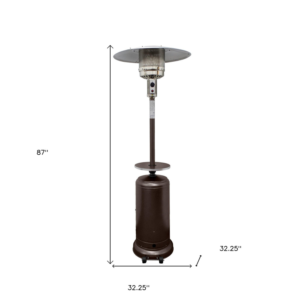 LuxxHomes  48000 BTU Bronze Steel Propane Cylindrical Pole Standing Patio Heater