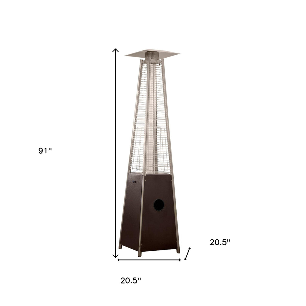 LuxxHomes  41000 BTU Brown Steel Propane Triangular Pyramid Standing Patio Heater