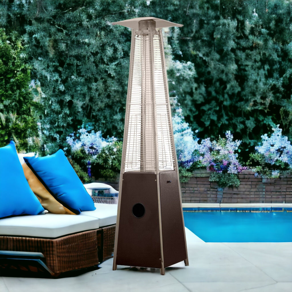 LuxxHomes  41000 BTU Brown Steel Propane Triangular Pyramid Standing Patio Heater