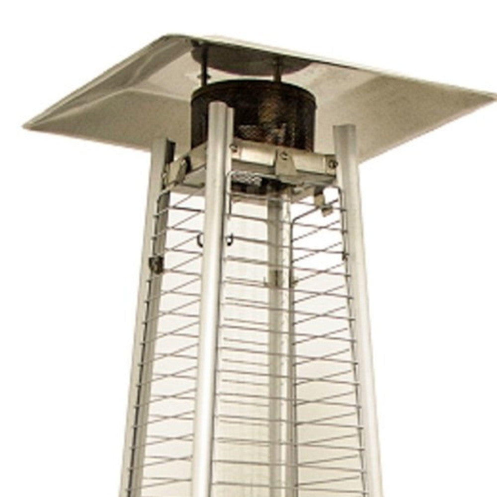 LuxxHomes  41000 BTU Silver Steel Propane Triangular Pyramid Standing Patio Heater