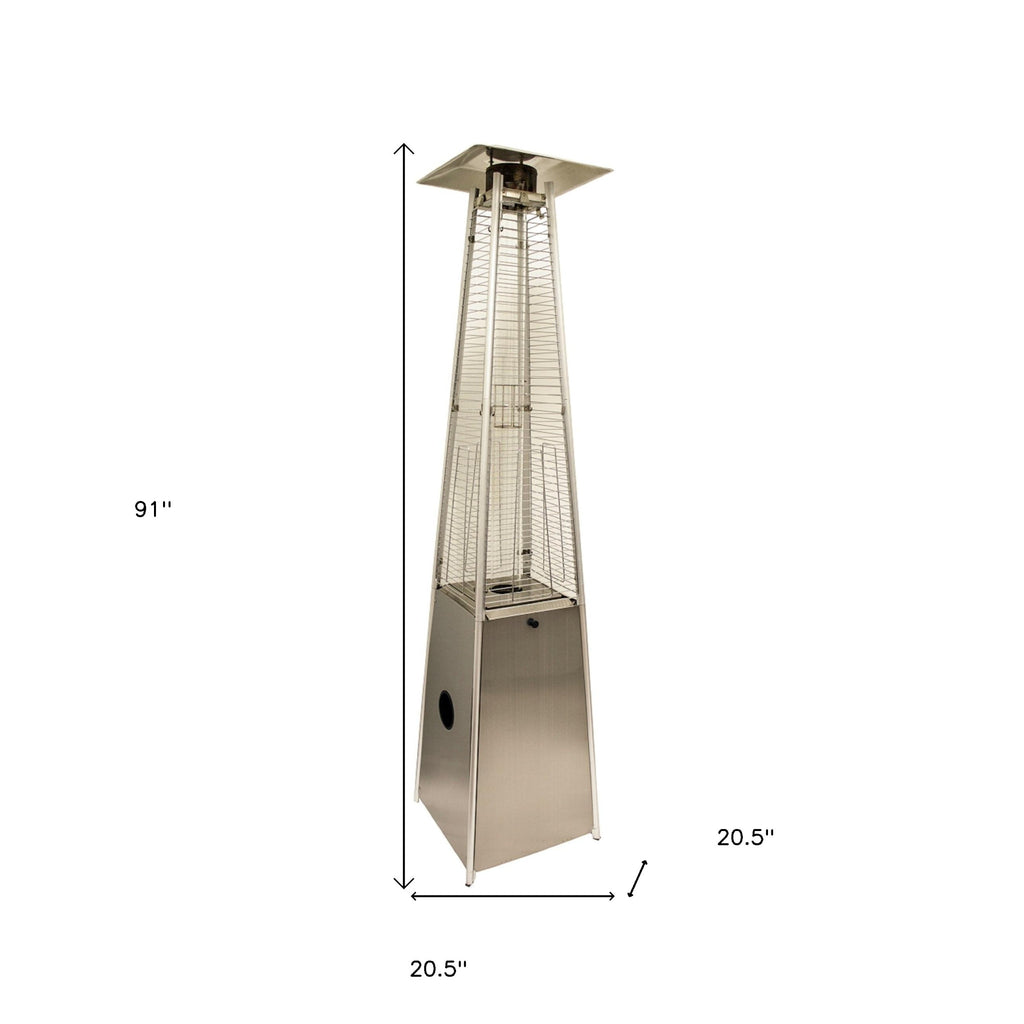 LuxxHomes  41000 BTU Silver Steel Propane Triangular Pyramid Standing Patio Heater