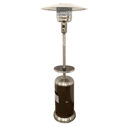 LuxxHomes  48000 BTU Silver Steel Propane Cylindrical Pole Standing Patio Heater