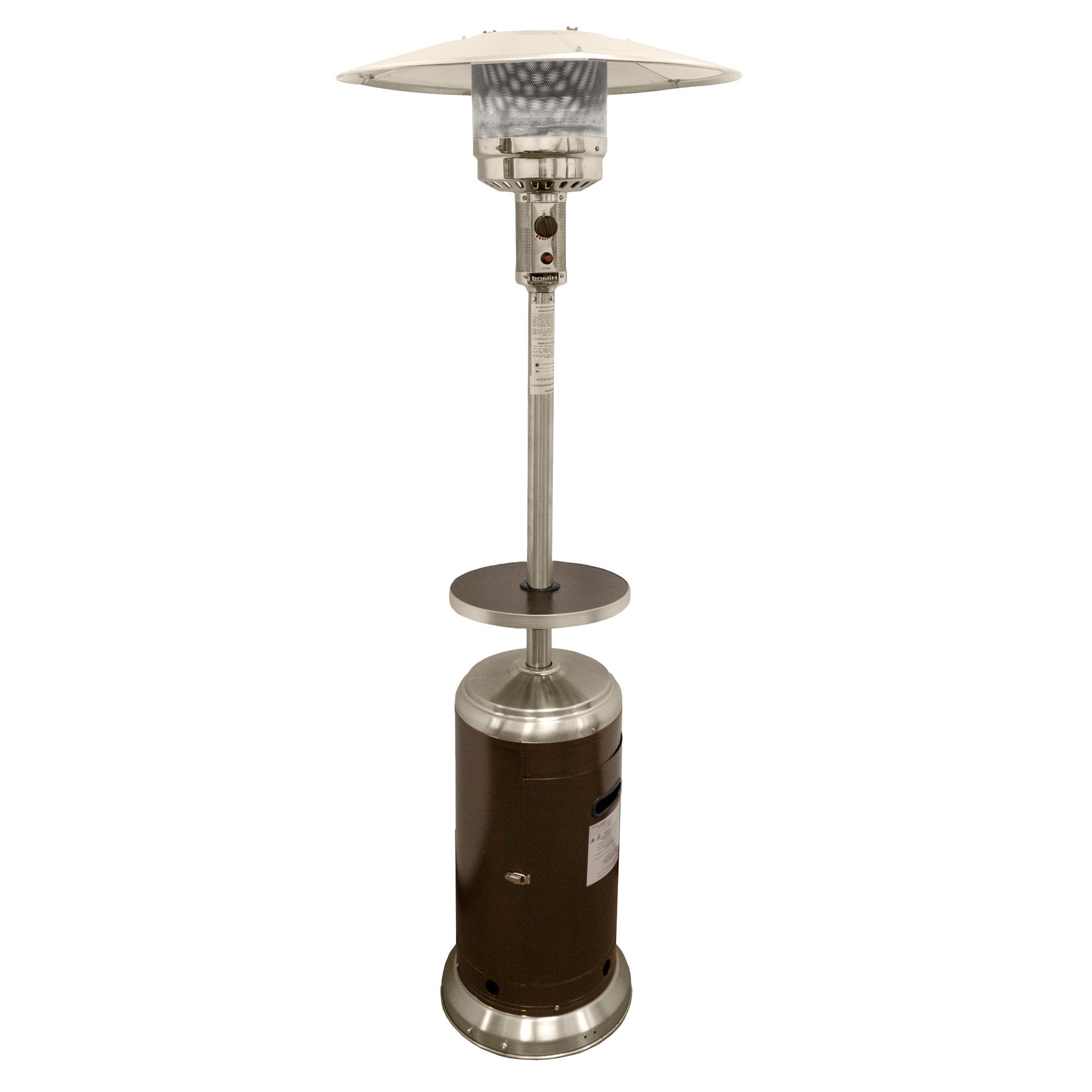 LuxxHomes  48000 BTU Silver Steel Propane Cylindrical Pole Standing Patio Heater