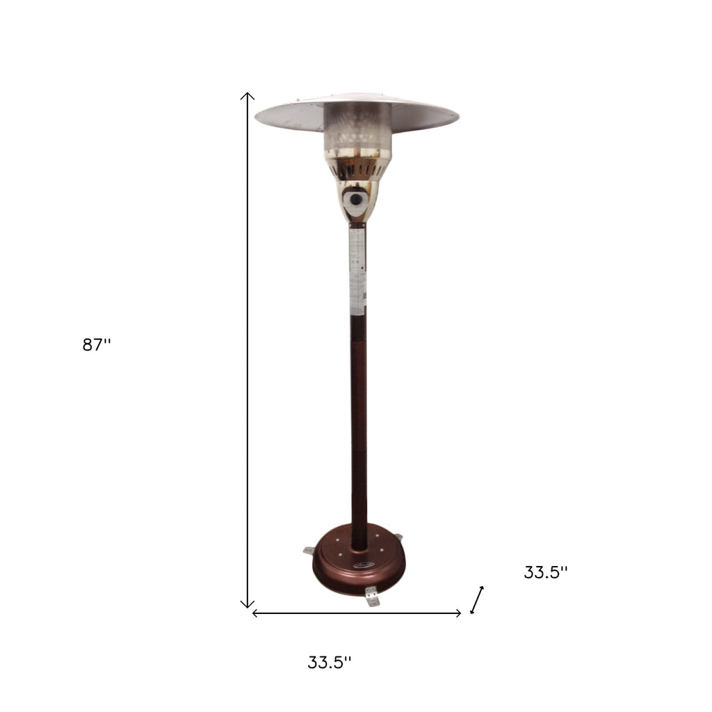 LuxxHomes  41000 BTU Bronze Steel Natural Gas Cylindrical Pole Standing Patio Heater