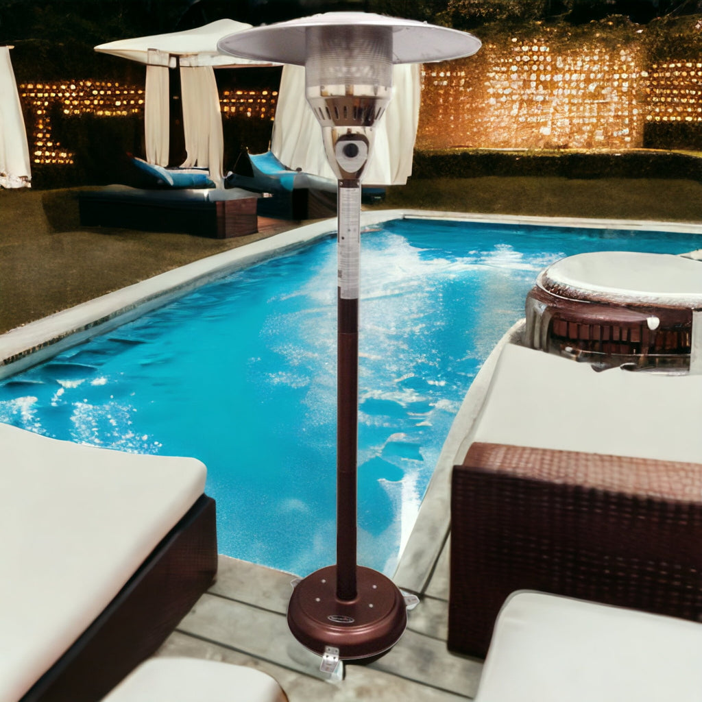 LuxxHomes  41000 BTU Bronze Steel Natural Gas Cylindrical Pole Standing Patio Heater