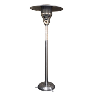 LuxxHomes  41000 BTU Silver Steel Natural Gas Cylindrical Pole Standing Patio Heater