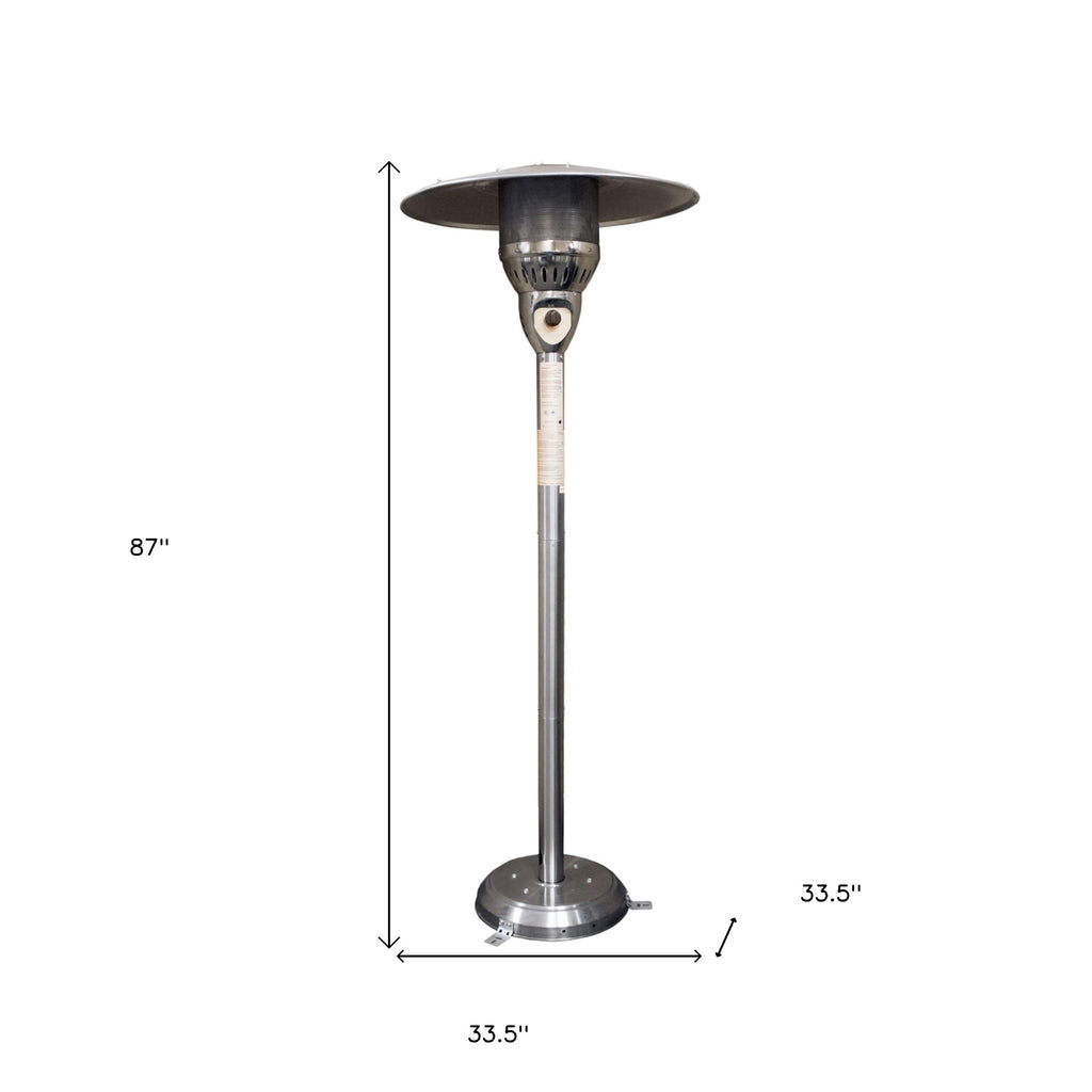 LuxxHomes  41000 BTU Silver Steel Natural Gas Cylindrical Pole Standing Patio Heater