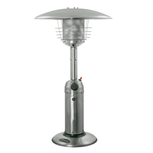 LuxxHomes  11000 BTU Silver Steel Propane Cylindrical Pole Tabletop Patio Heater