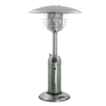 LuxxHomes  11000 BTU Silver Steel Propane Cylindrical Pole Tabletop Patio Heater