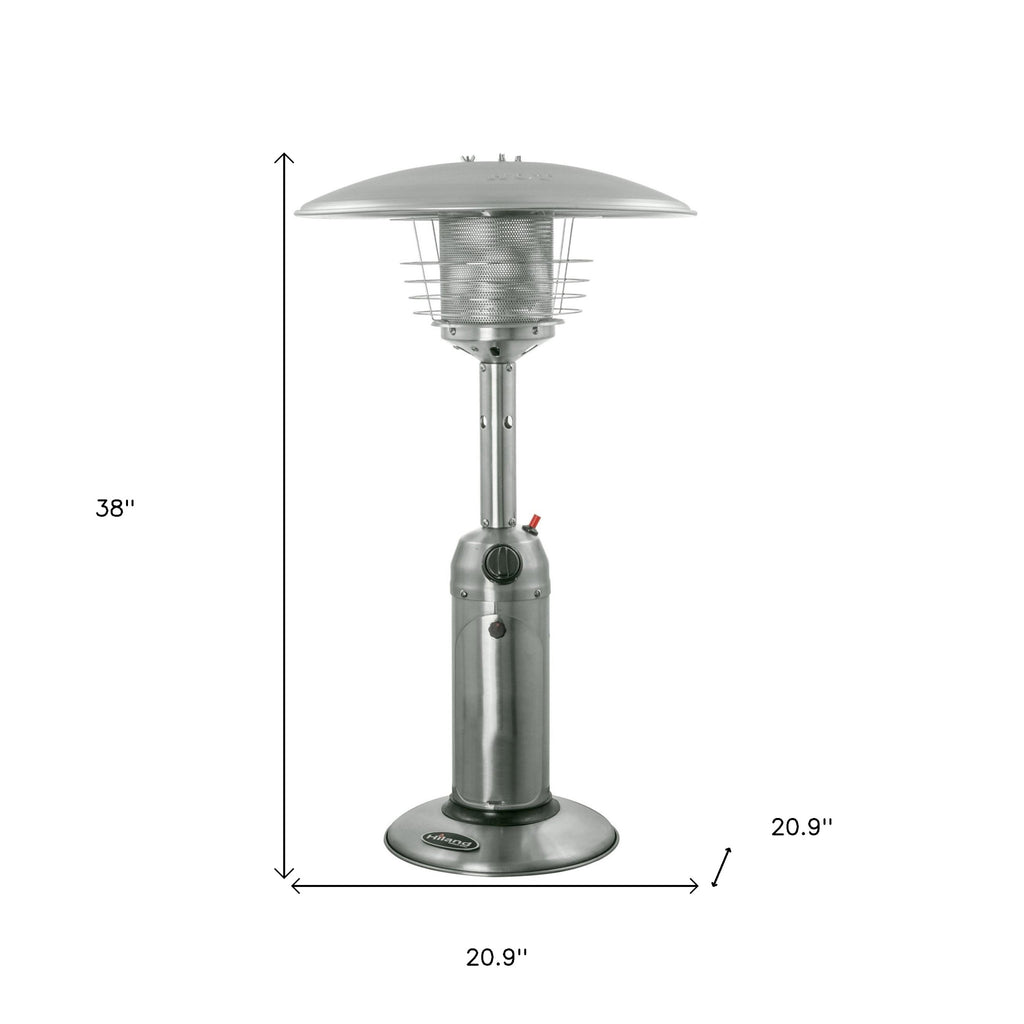 LuxxHomes  11000 BTU Silver Steel Propane Cylindrical Pole Tabletop Patio Heater