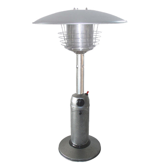 LuxxHomes  11000 BTU Silver Steel Propane Cylindrical Pole Tabletop Patio Heater