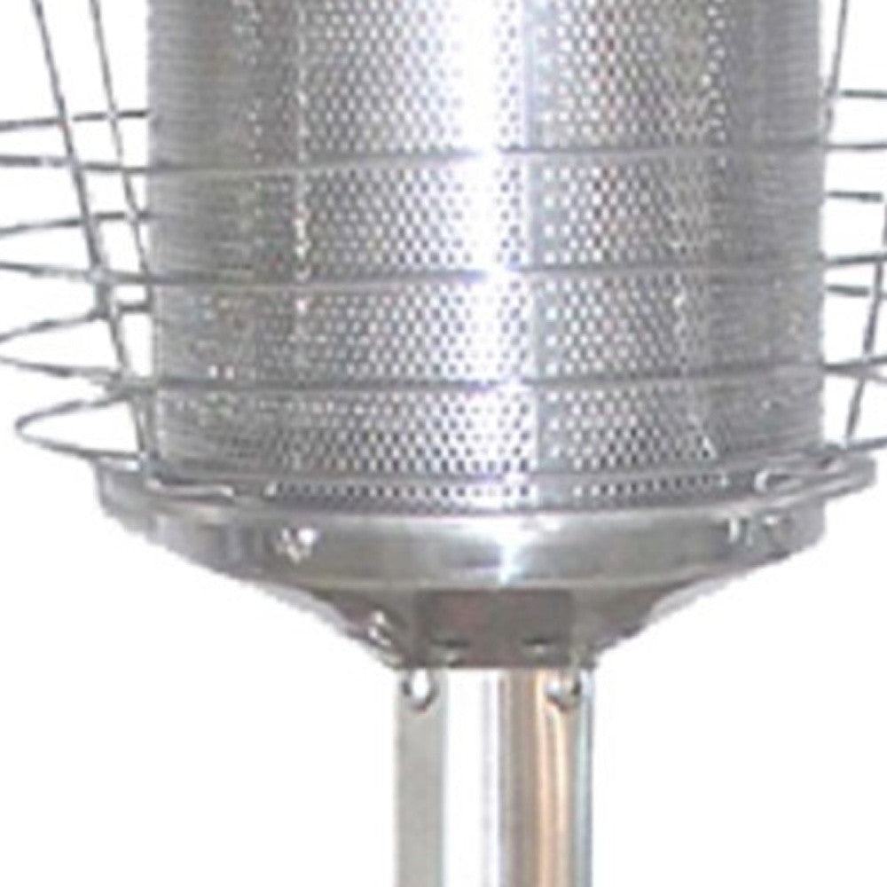 LuxxHomes  11000 BTU Silver Steel Propane Cylindrical Pole Tabletop Patio Heater