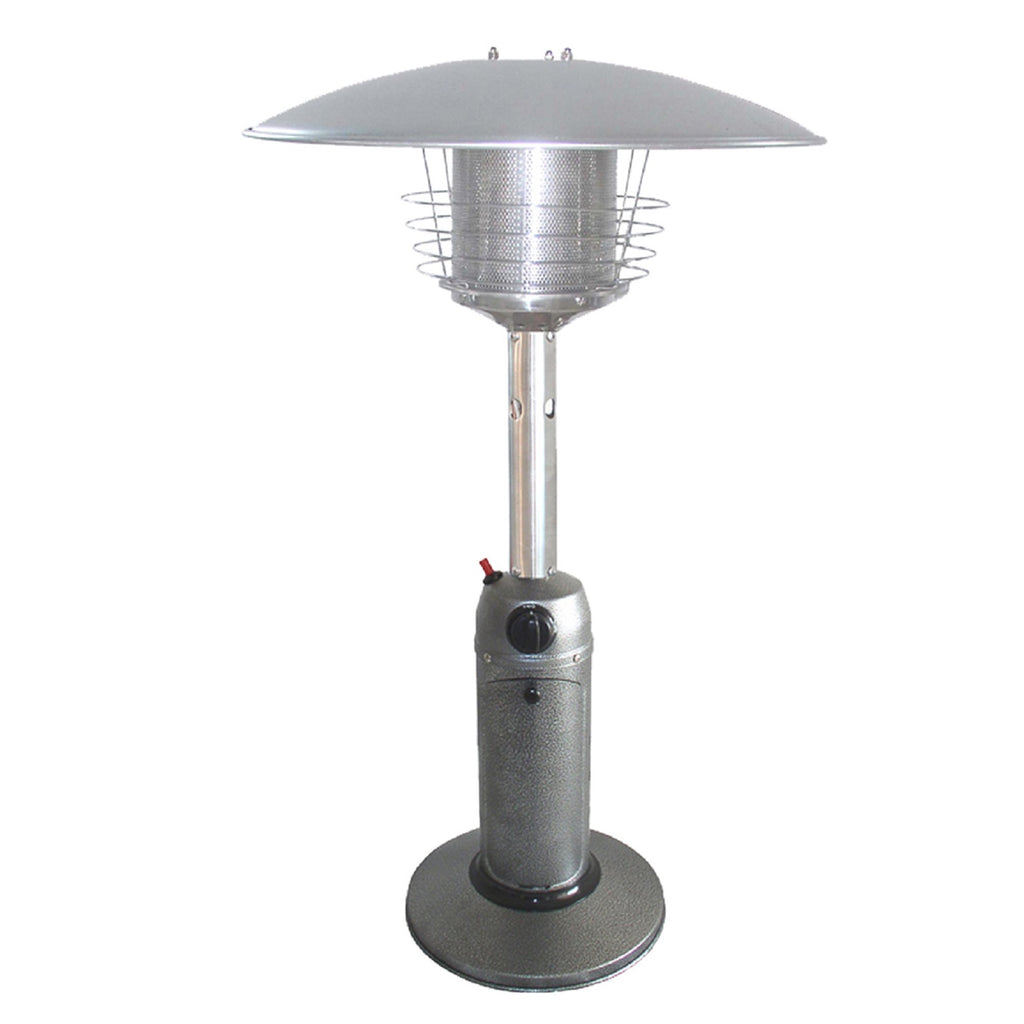 LuxxHomes  11000 BTU Silver Steel Propane Cylindrical Pole Tabletop Patio Heater