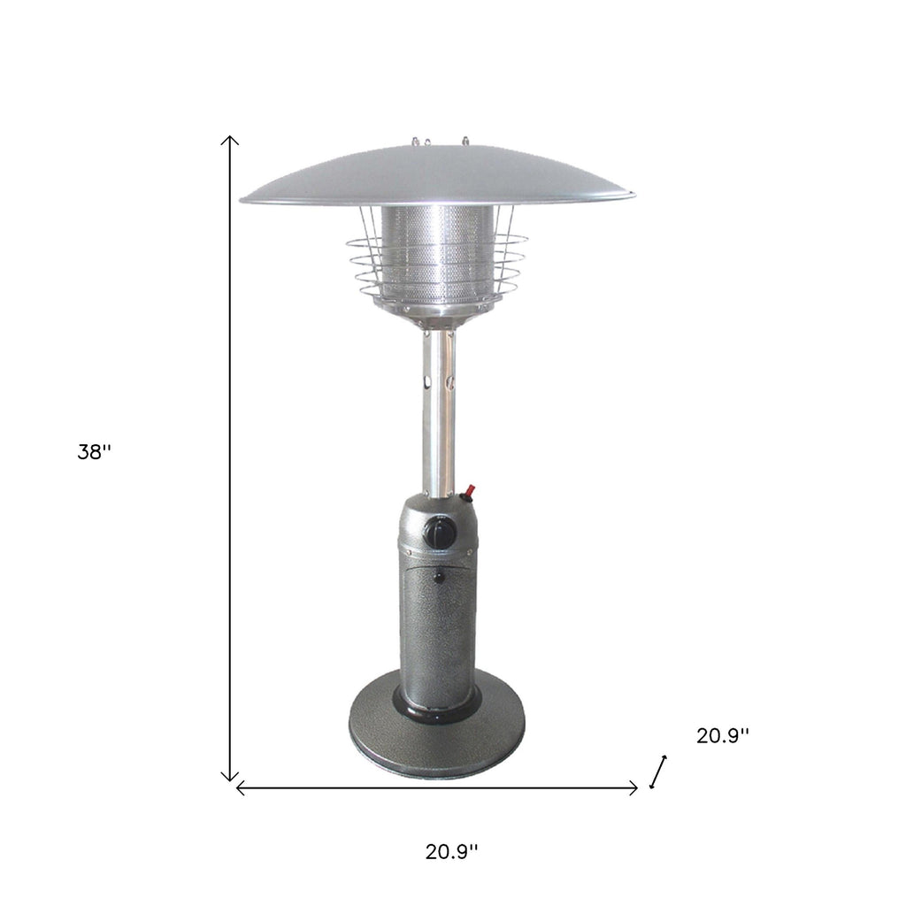 LuxxHomes  11000 BTU Silver Steel Propane Cylindrical Pole Tabletop Patio Heater