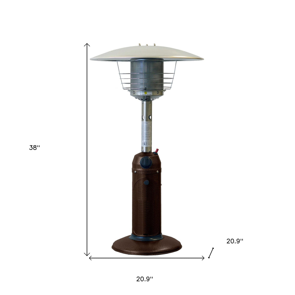 LuxxHomes  11000 BTU Bronze Steel Propane Cylindrical Pole Tabletop Patio Heater