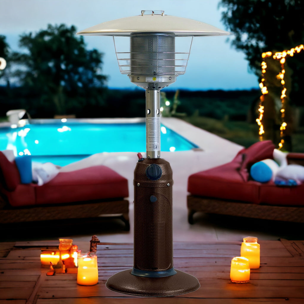 LuxxHomes  11000 BTU Bronze Steel Propane Cylindrical Pole Tabletop Patio Heater