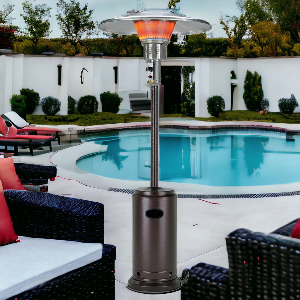 LuxxHomes  40000 BTU Bronze Steel Propane Cylindrical Pole Standing Patio Heater