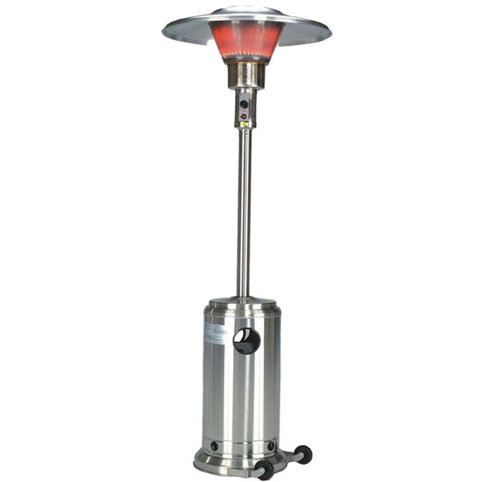 LuxxHomes  40000 BTU Silver Steel Propane Cylindrical Pole Standing Patio Heater