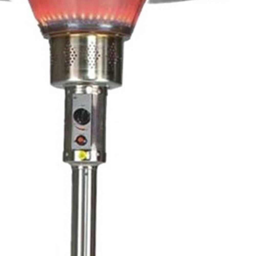 LuxxHomes  40000 BTU Silver Steel Propane Cylindrical Pole Standing Patio Heater