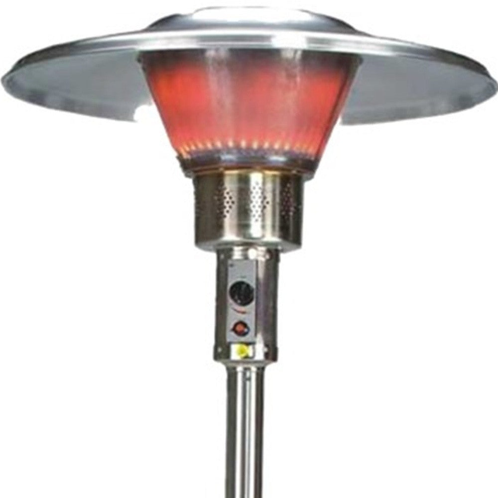 LuxxHomes  40000 BTU Silver Steel Propane Cylindrical Pole Standing Patio Heater