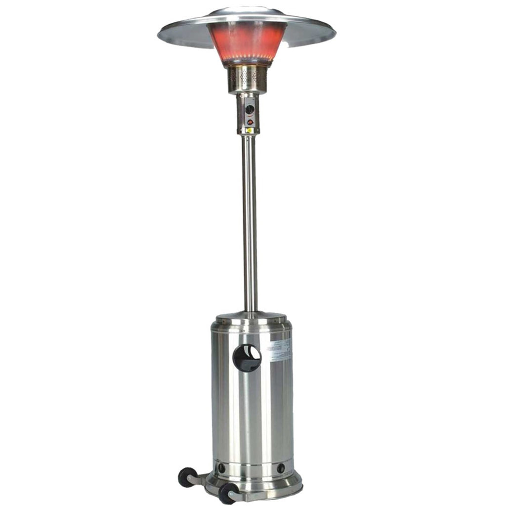 LuxxHomes  40000 BTU Silver Steel Propane Cylindrical Pole Standing Patio Heater