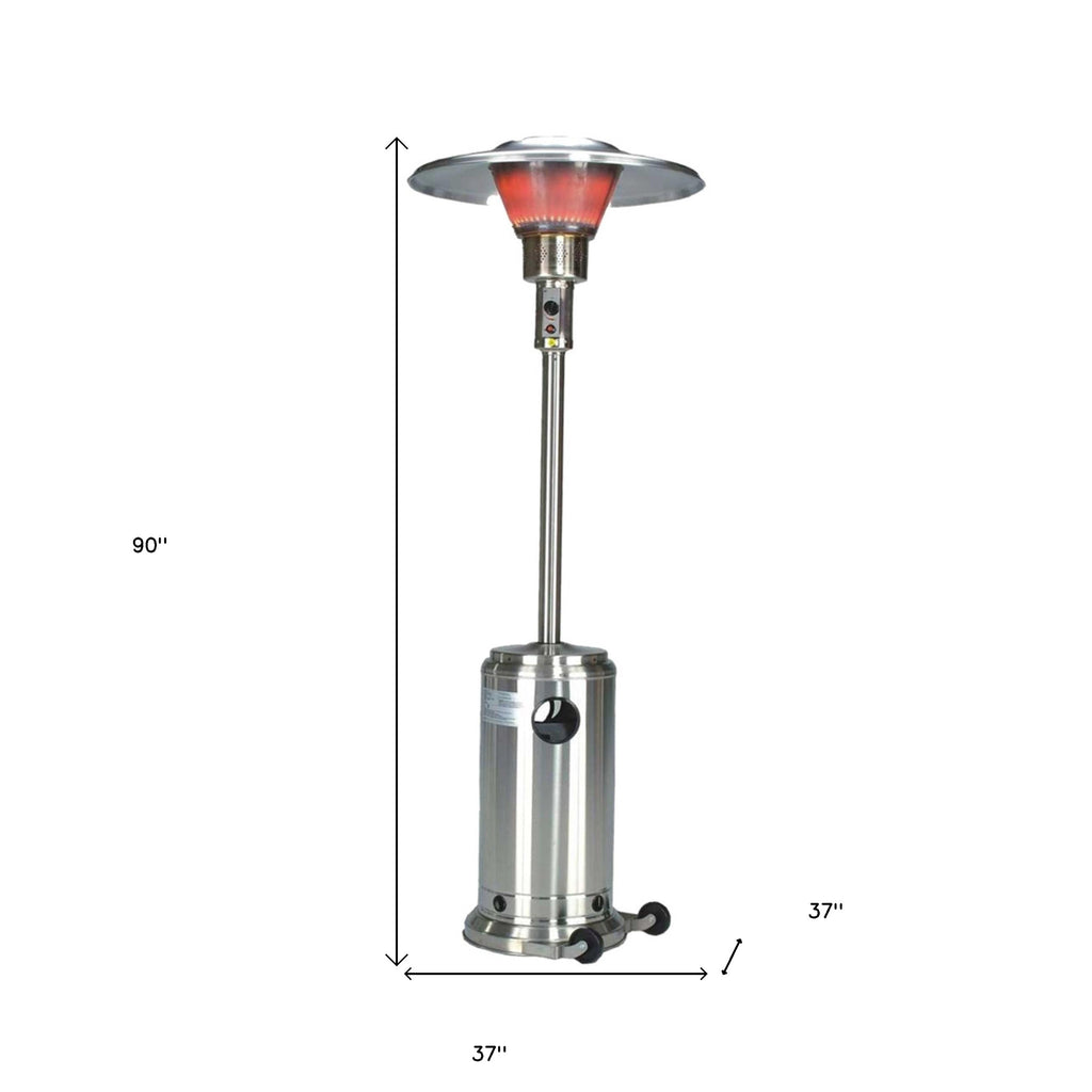 LuxxHomes  40000 BTU Silver Steel Propane Cylindrical Pole Standing Patio Heater