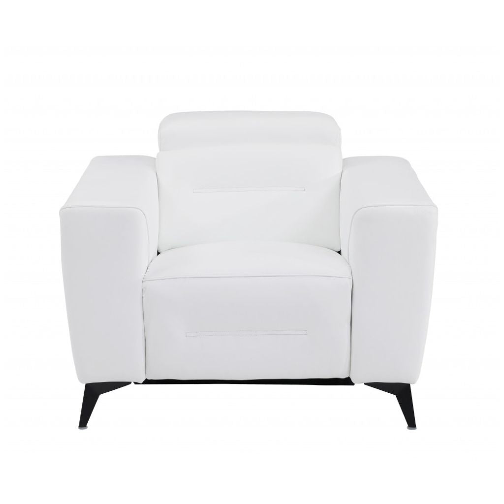 Three Piece Indoor White Italian Leather Six Person Seating Set