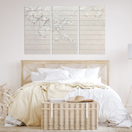 Birds and Blossoms Unframed Wood Wall Art