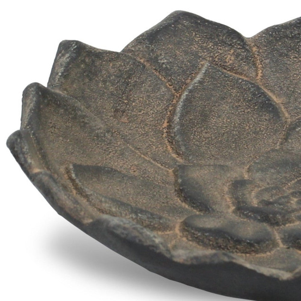 6" Black Lotus Flower Metal Handmade Tray