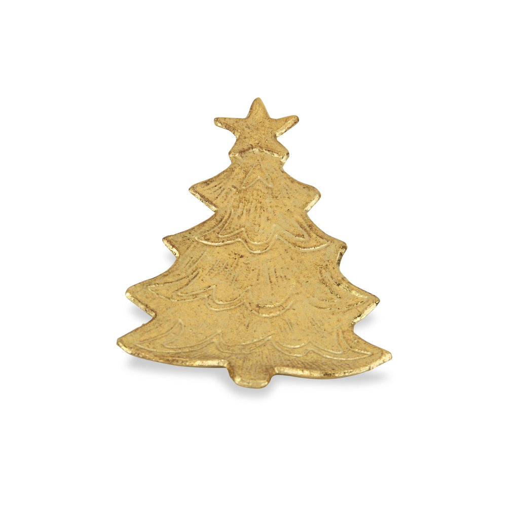 9" Gold Christmas Tree Cast Iron Vanity Tray