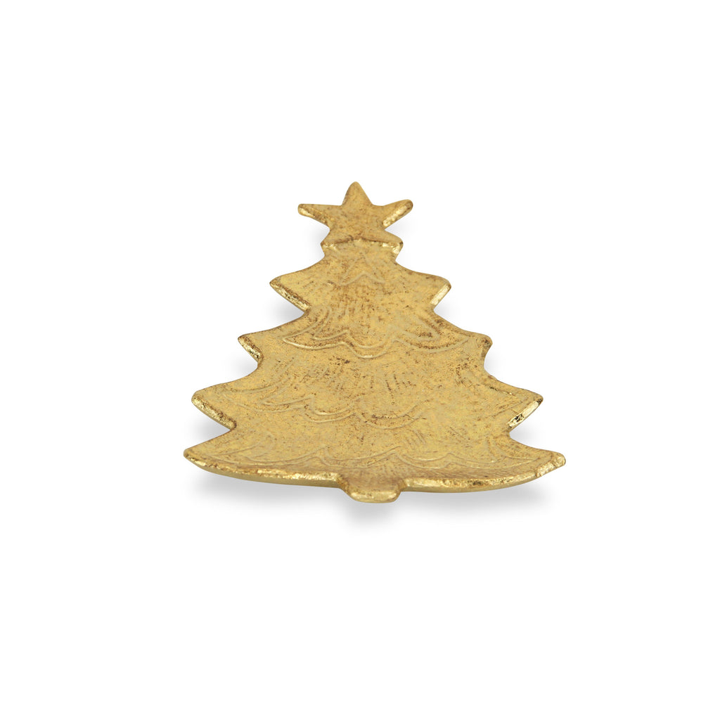 9" Gold Christmas Tree Cast Iron Vanity Tray