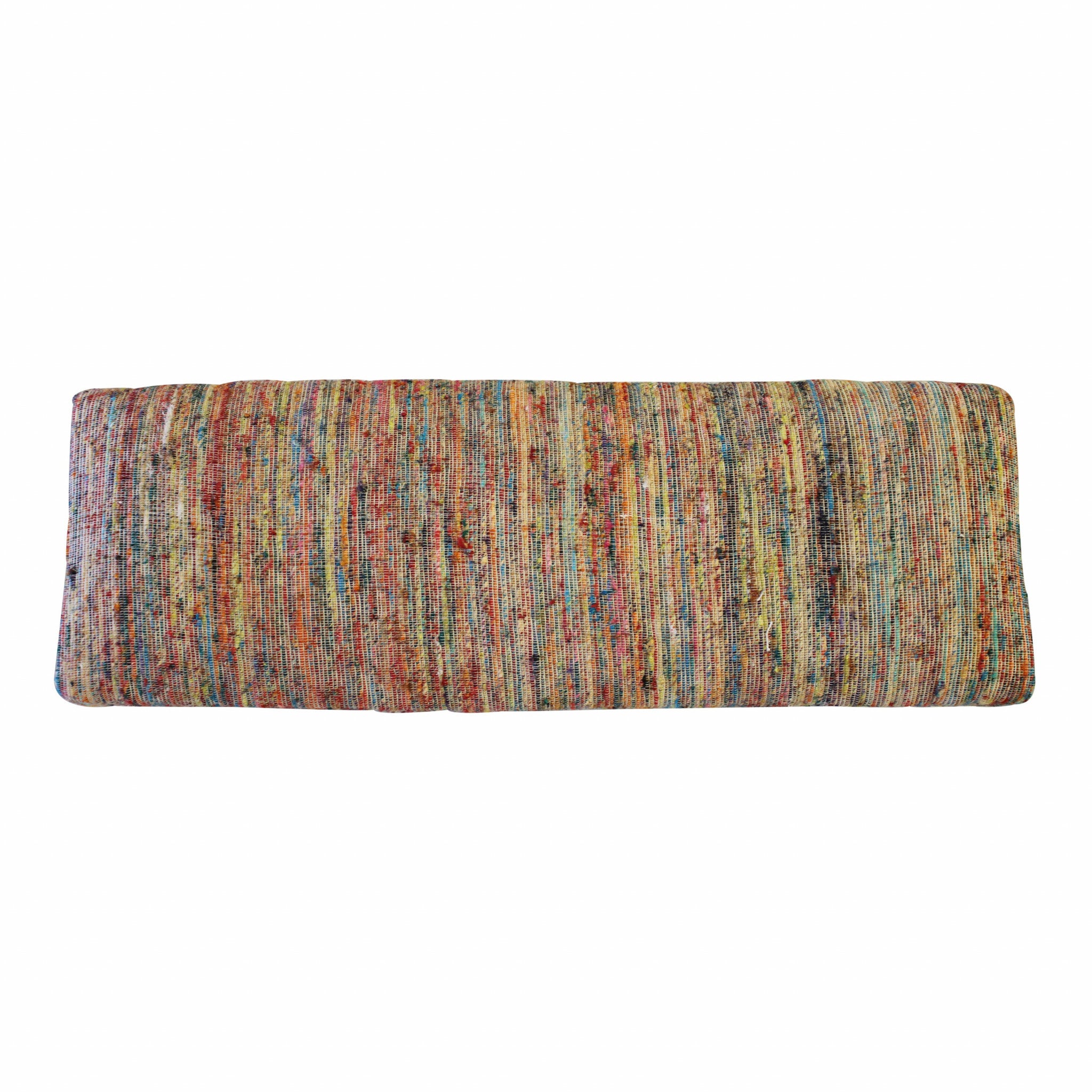 47" Rainbow Stripe Blue Leg Upholstered Bench