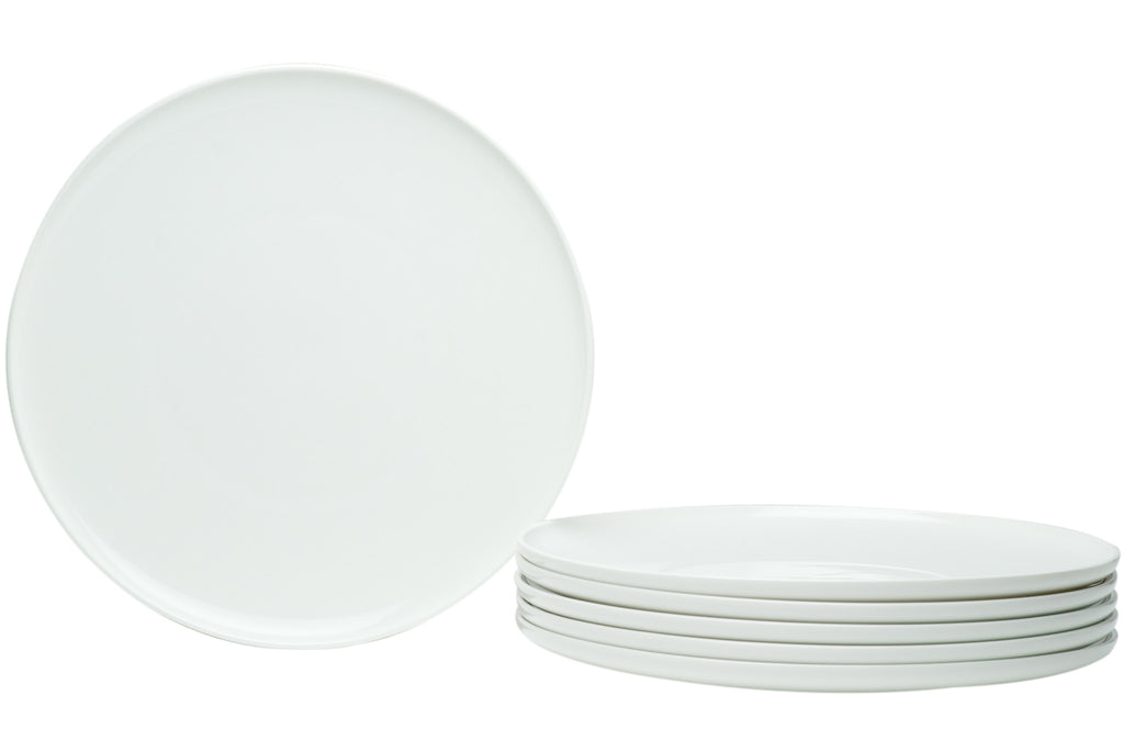 LuxxHomes  White Six Piece Round Coupe Porcelain Service For Six Dinner Plate Set