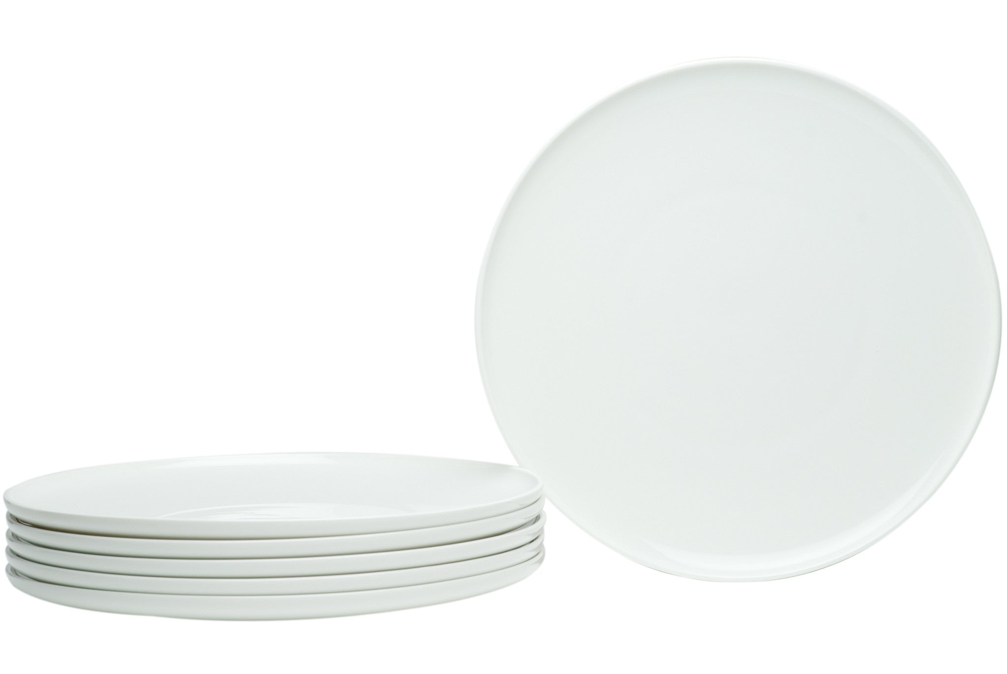 LuxxHomes  White Six Piece Round Coupe Porcelain Service For Six Dinner Plate Set