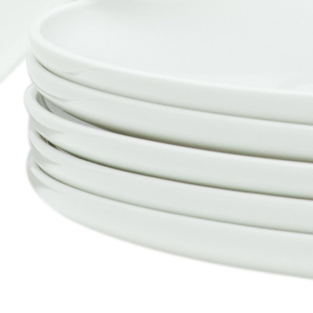 LuxxHomes  White Six Piece Round Coupe Porcelain Service For Six Dinner Plate Set