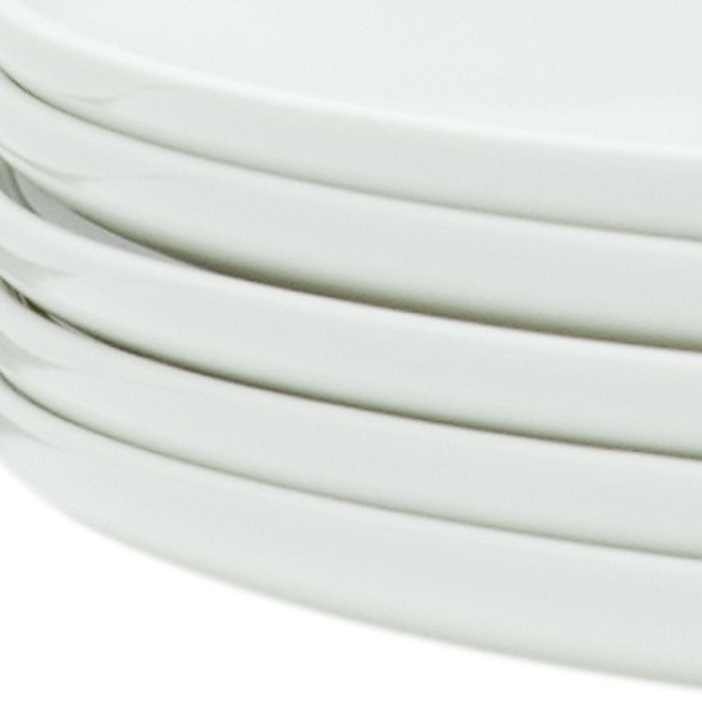 LuxxHomes  White Six Piece Round Coupe Porcelain Service For Six Dinner Plate Set