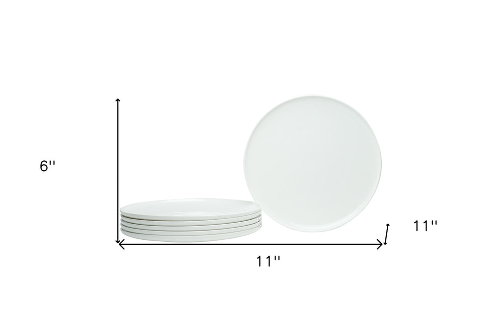 LuxxHomes  White Six Piece Round Coupe Porcelain Service For Six Dinner Plate Set