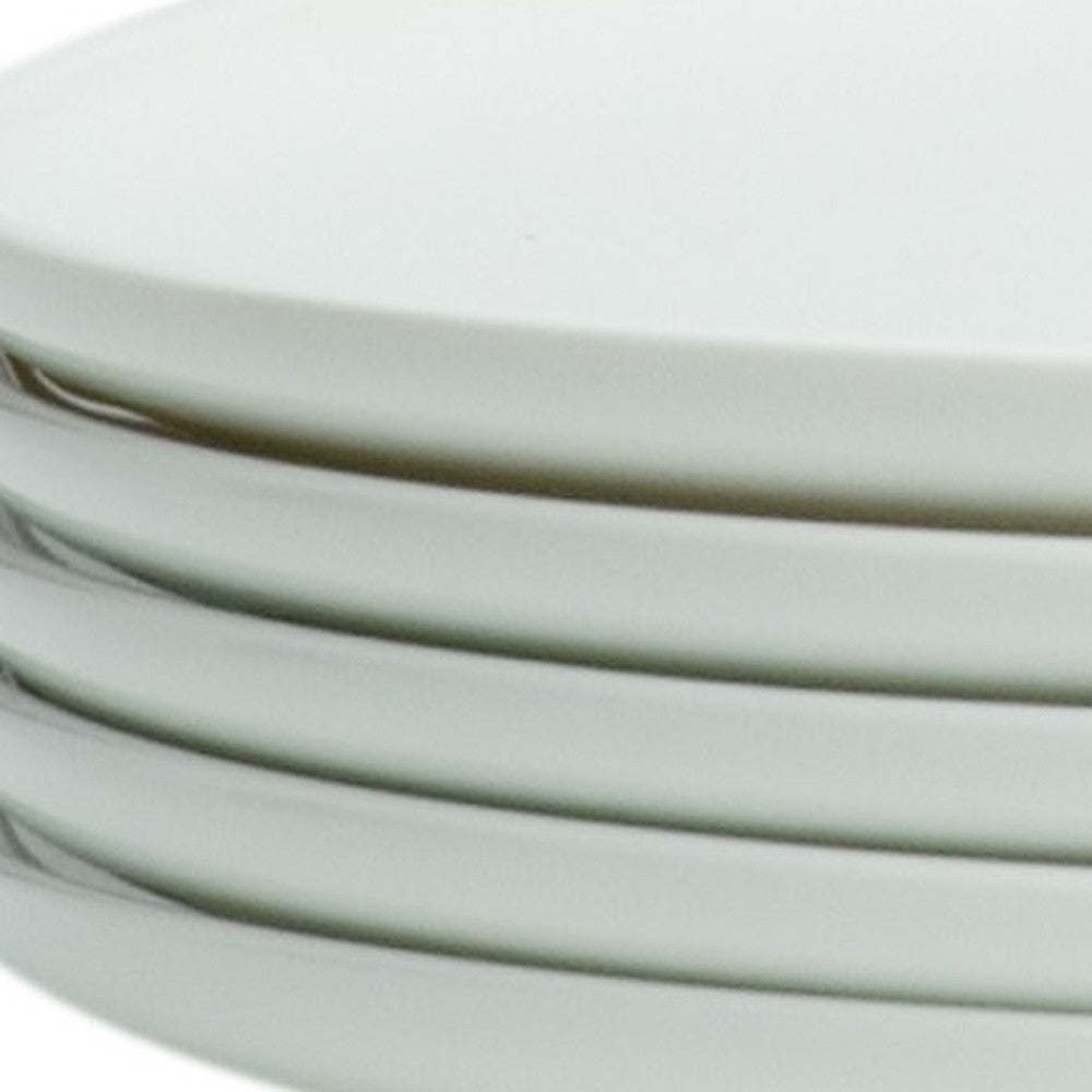 LuxxHomes  White Six Piece Round Coupe Porcelain Service For Six Dinner Plate Set