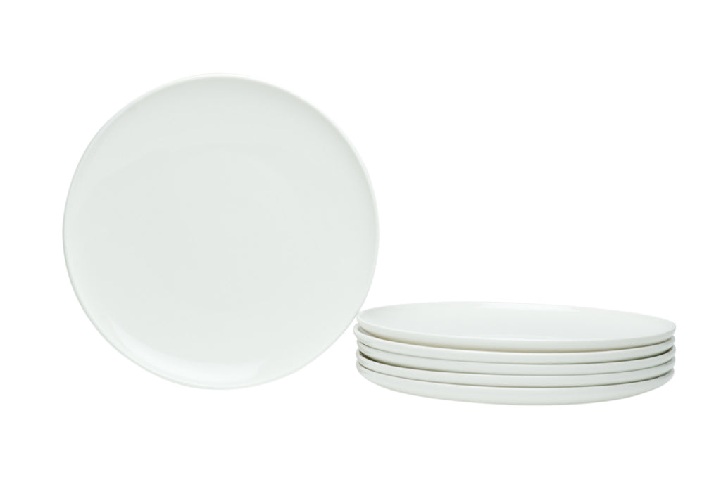 LuxxHomes  White Six Piece Porcelain Service For Six Salad Plate Set