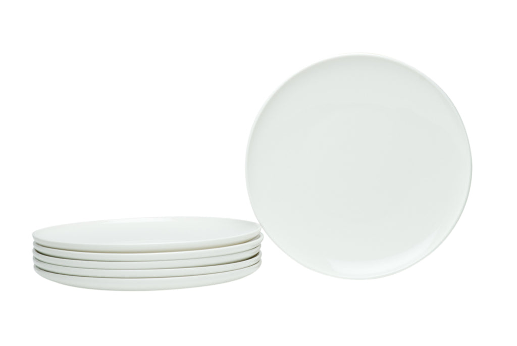 LuxxHomes  White Six Piece Porcelain Service For Six Salad Plate Set