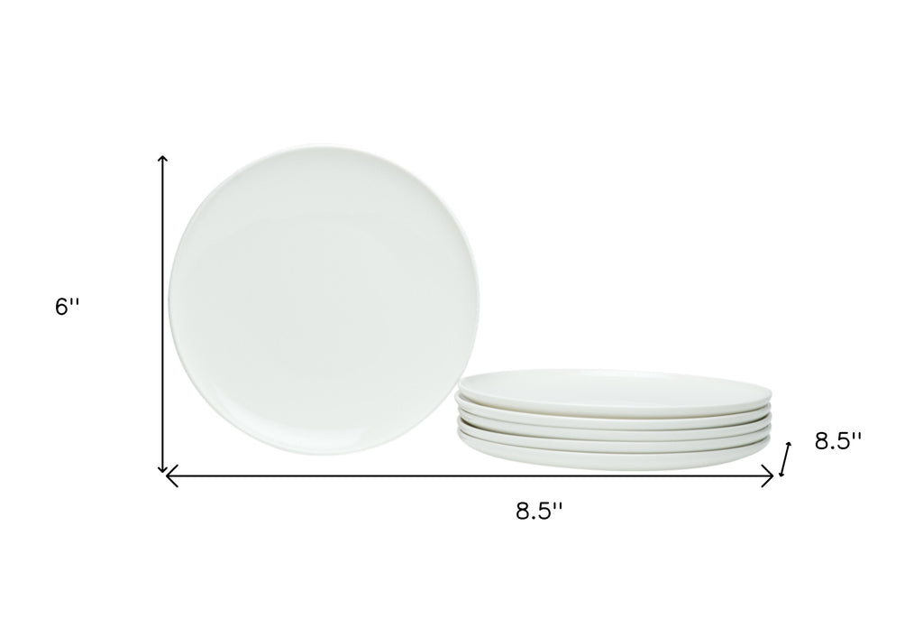 LuxxHomes  White Six Piece Porcelain Service For Six Salad Plate Set