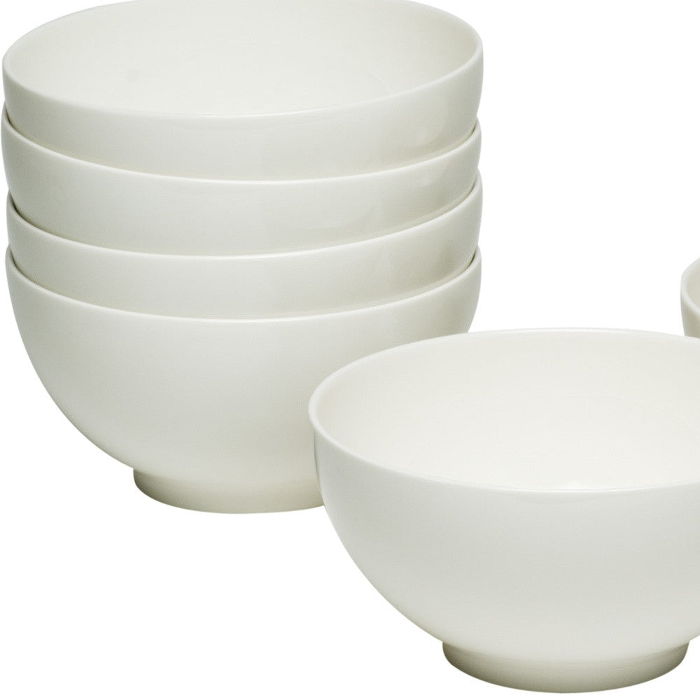 LuxxHomes  White Six Piece Porcelain Service For Six Bowl Set