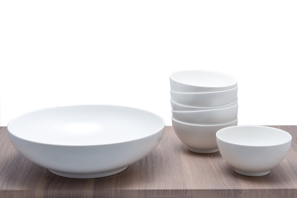 LuxxHomes  White Six Piece Porcelain Service For Six Bowl Set