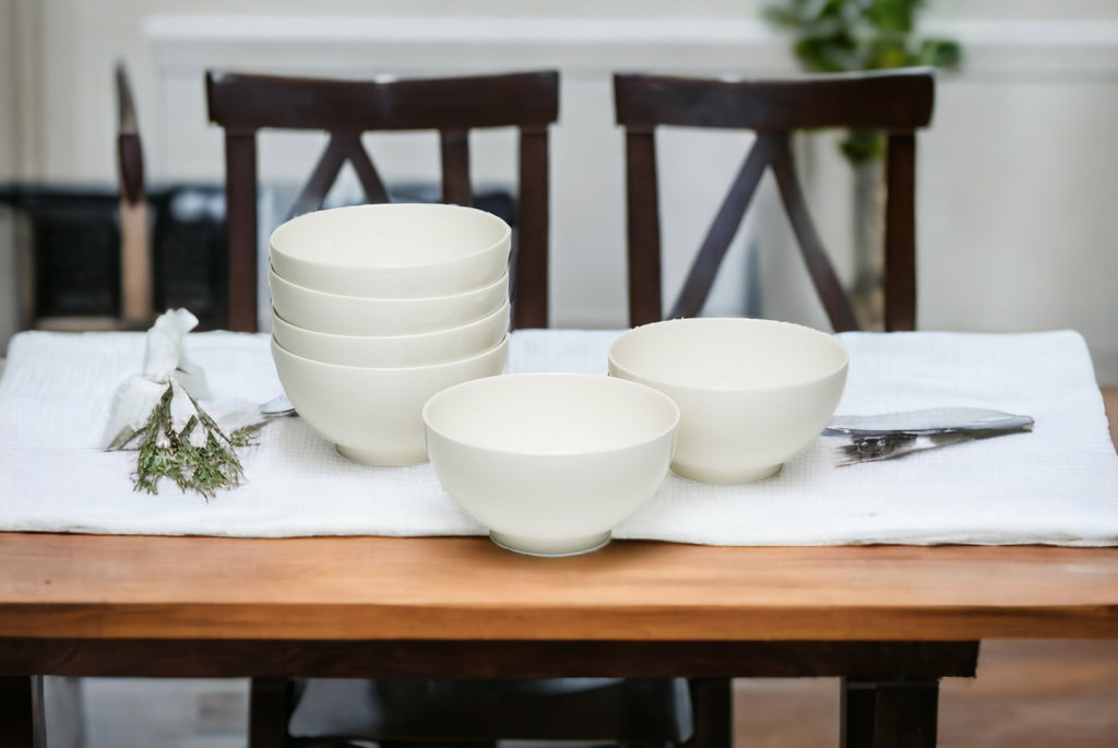 LuxxHomes  White Six Piece Porcelain Service For Six Bowl Set