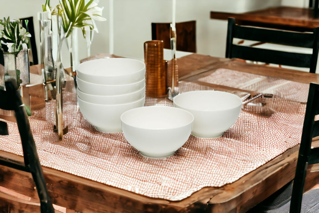 LuxxHomes  White Six Piece Porcelain Service For Six Bowl Set