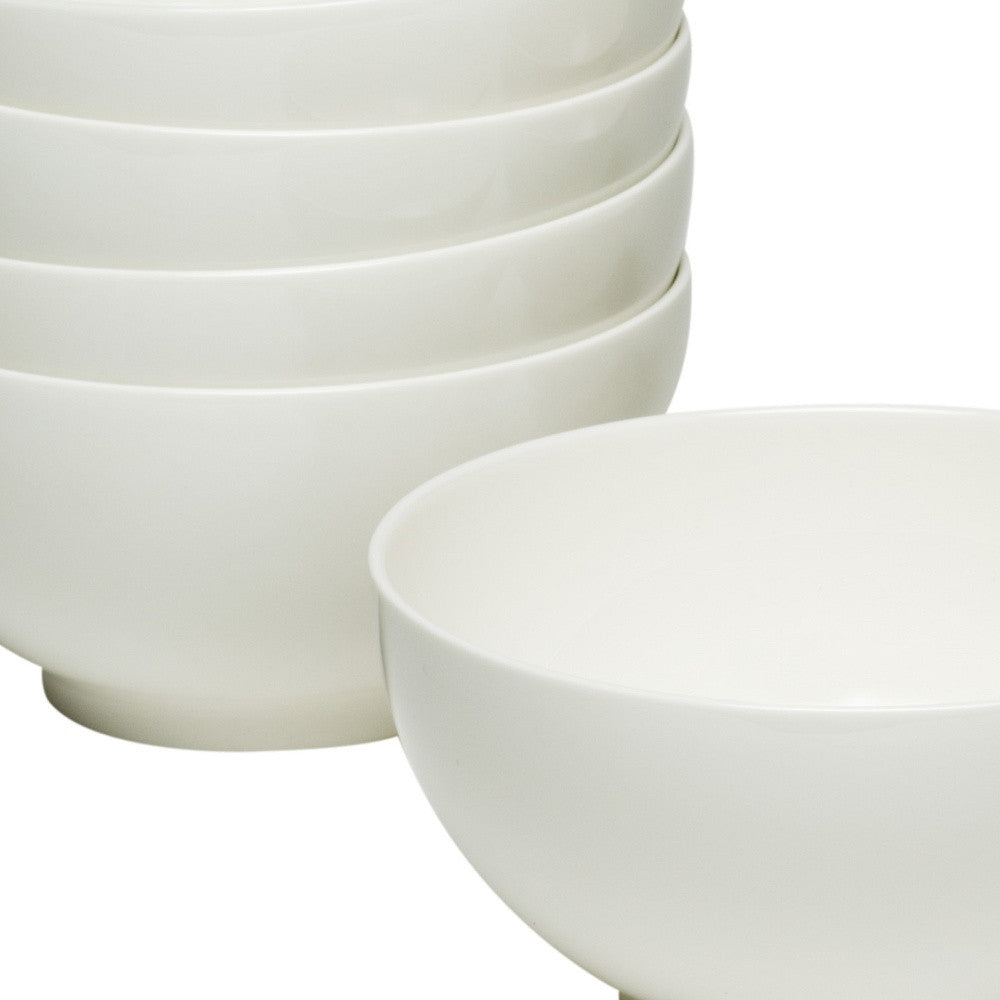 LuxxHomes  White Six Piece Porcelain Service For Six Bowl Set